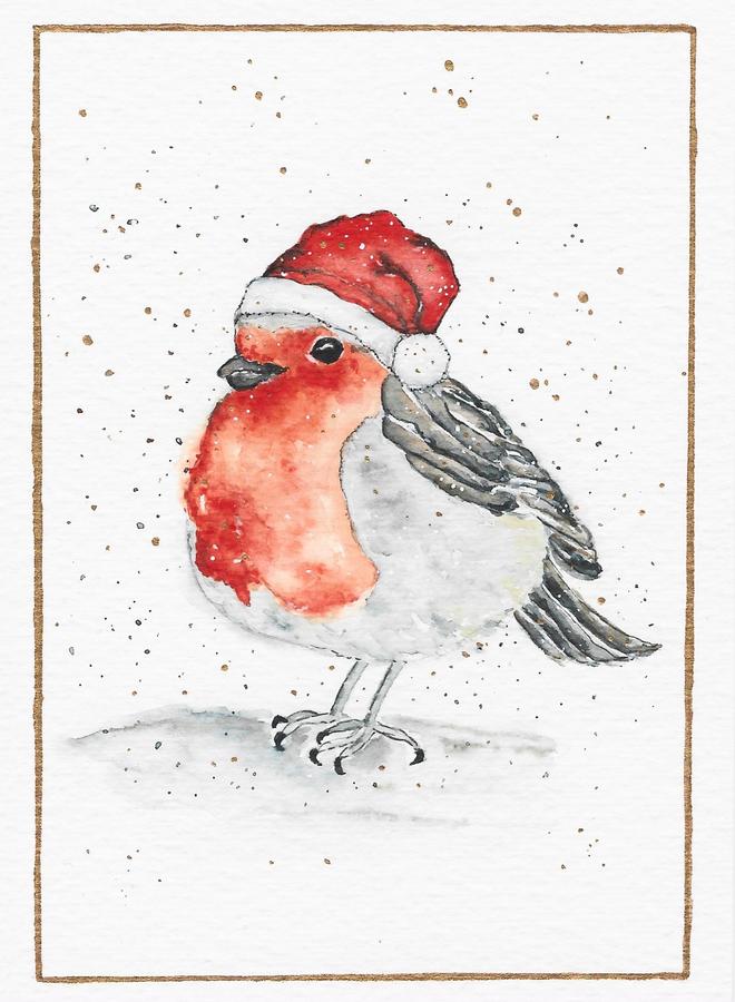 Festive bird Christmas card